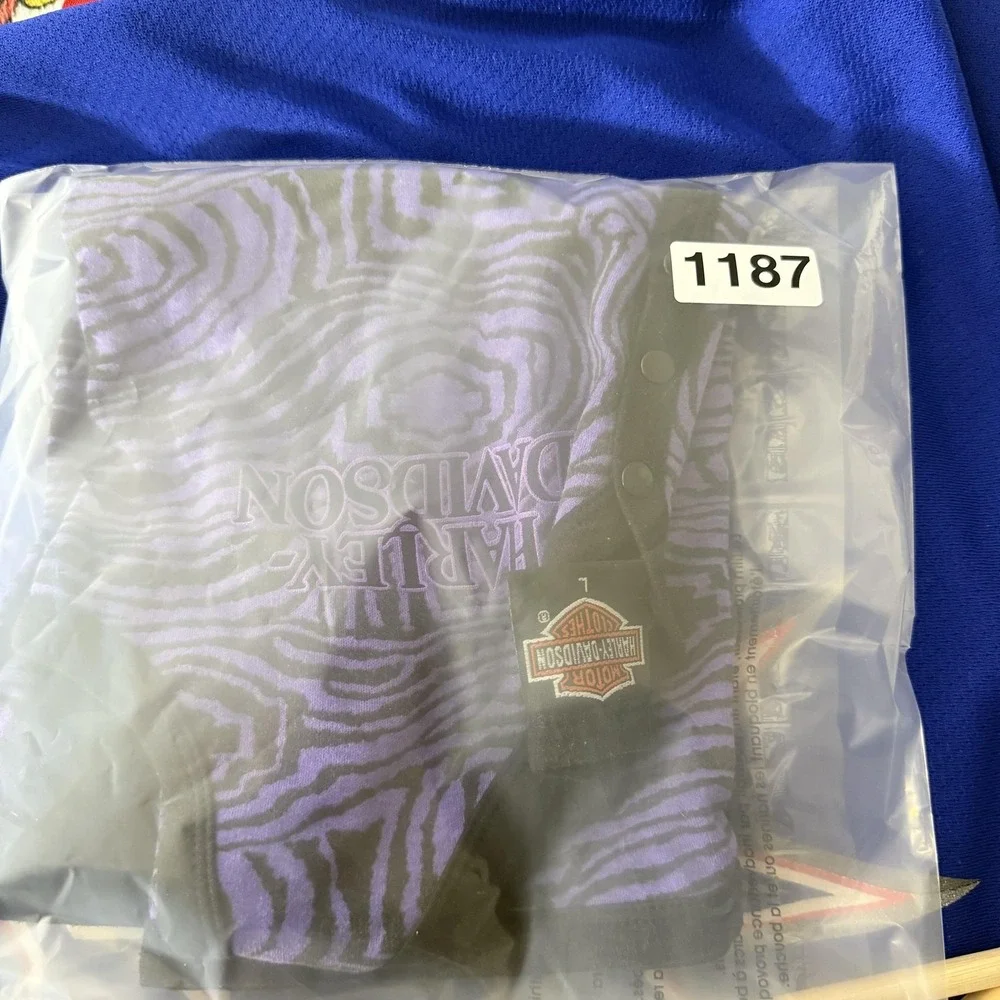 Harley Davidson Shirt Womens Large Purple Black Tank Top Seacoast Biker Graphic - Picture 6 of 6